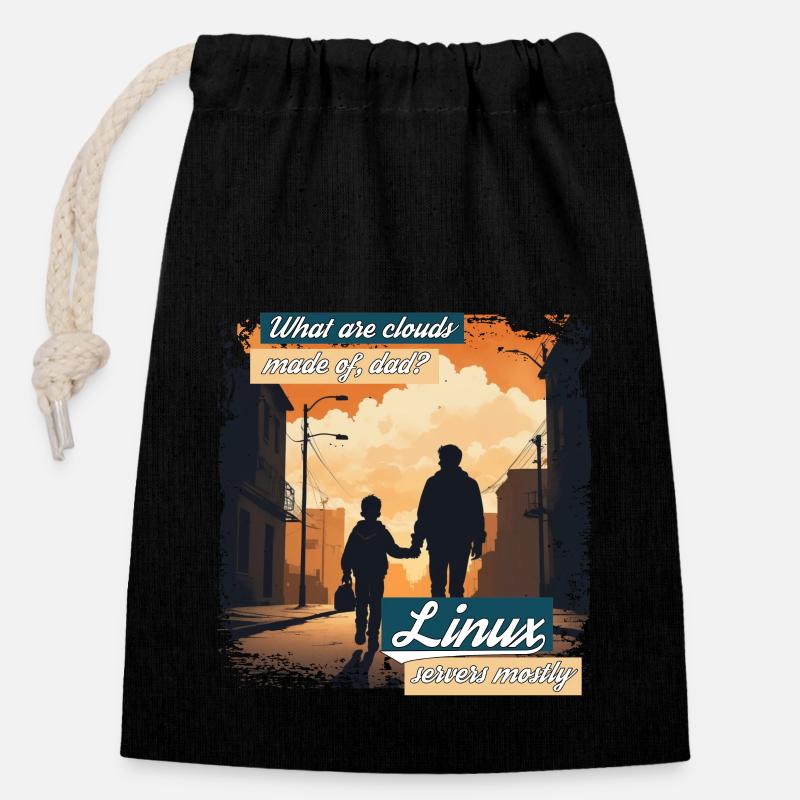 Cloud Wolken Linux Server Admin Nerd Witz - Verschließbarer Geschenkbeutel aus Baumwolle (14x20cm) - Schwarz