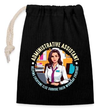 Administrative Assistant Helping Office Worker - Verschließbarer Geschenkbeutel aus Baumwolle (14x20cm) - Schwarz - Vorne