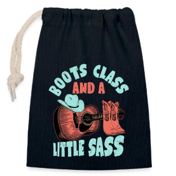 Boots, Class, And A Little Sass Western Country Mu - Closable cotton gift bag (14x20cm) - navy - Front
