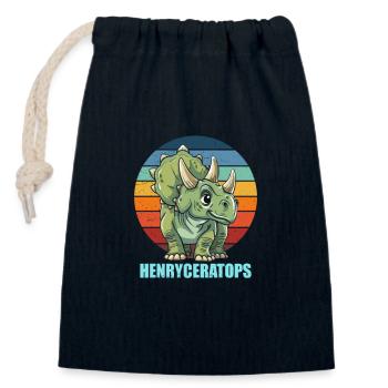 Henryceratops Geschenkidee für Henry - Verschließbarer Geschenkbeutel aus Baumwolle (14x20cm) - Navy - Vorne