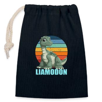 Liamodon Geschenkidee für Liam - Verschließbarer Geschenkbeutel aus Baumwolle (14x20cm) - Navy - Vorne