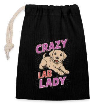 Folle dame de laboratoire - Sac cadeau en coton avec cordon (14 x 20 cm) - noir - Devant