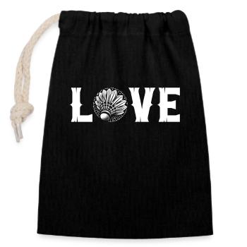 Love Shuttlecock Heart Design - Closable cotton gift bag (14x20cm) - black - Front