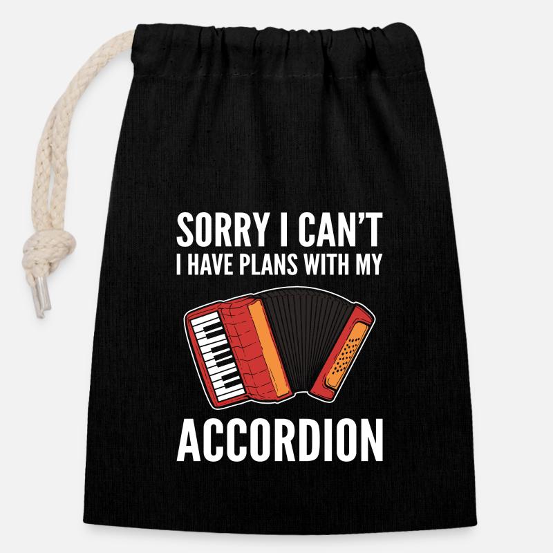 Accordéon - Sac cadeau en coton avec cordon (14 x 20 cm) - noir