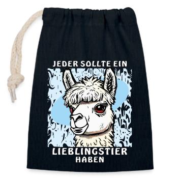 ALPAKA LIEBLINGSTIER - Verschließbarer Geschenkbeutel aus Baumwolle (14x20cm) - Navy - Vorne