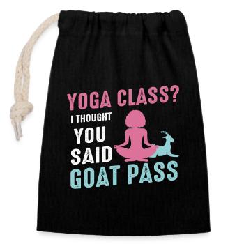 Yoga-Kurs oder Ziegenpass - Verschließbarer Geschenkbeutel aus Baumwolle (14x20cm) - Schwarz - Vorne