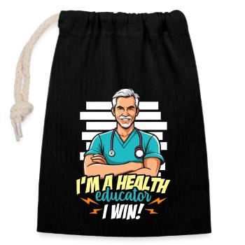 I'm A Health Educator I Win Counselor Instructor - Verschließbarer Geschenkbeutel aus Baumwolle (14x20cm) - Schwarz - Vorne