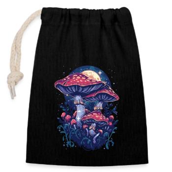 Cottagecore Vintage Mushroom Moon Phases Fairycore - Closable cotton gift bag (14x20cm) - black - Front