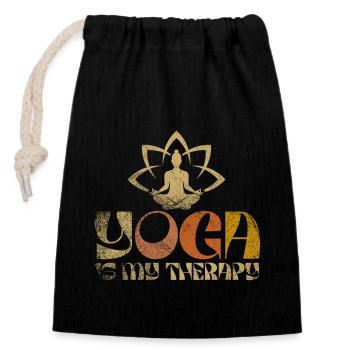 Le yoga est ma thérapie - Sac cadeau en coton avec cordon (14 x 20 cm) - noir - Devant