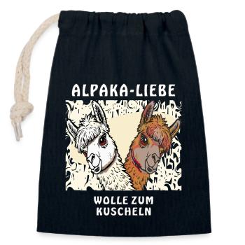 ALPACA LOVE WOOL TO CUDDLE - Closable cotton gift bag (14x20cm) - navy - Front