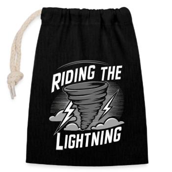 Experience the fascinating world of tornado hunting - Closable cotton gift bag (14x20cm) - black - Front