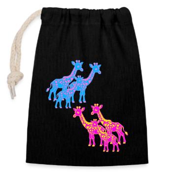 Girafe Afrique Safari Savane Années 80 Années 90 Enfant - Sac cadeau en coton avec cordon (14 x 20 cm) - noir - Devant
