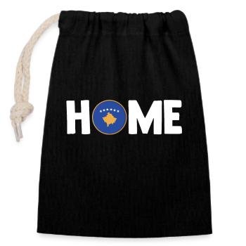 Drapeau du Kosovo Albanie kosovare Albanais de Shqiptar - Sac cadeau en coton avec cordon (14 x 20 cm) - noir - Devant