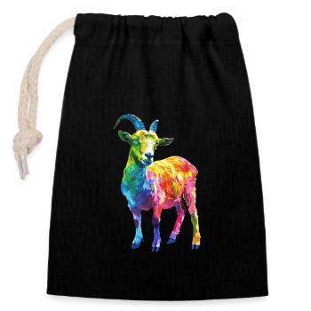 Art abstrait de chèvre colorée pour les amoureux des animaux - Sac cadeau en coton avec cordon (14 x 20 cm) - noir - Devant