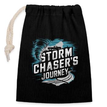Experience the fascinating world of tornado hunting - Closable cotton gift bag (14x20cm) - black - Front