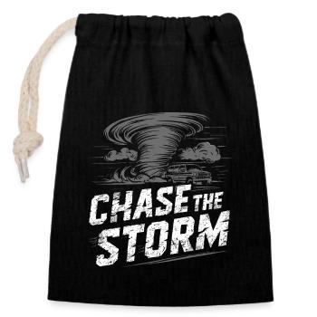 Experience the fascinating world of tornado hunting - Closable cotton gift bag (14x20cm) - black - Front