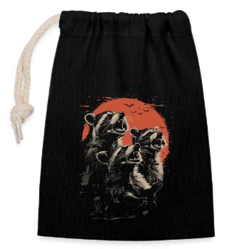 3 Raccoons Moon Funny Raccoons Graphic Design - Closable cotton gift bag (14x20cm) - black - Front