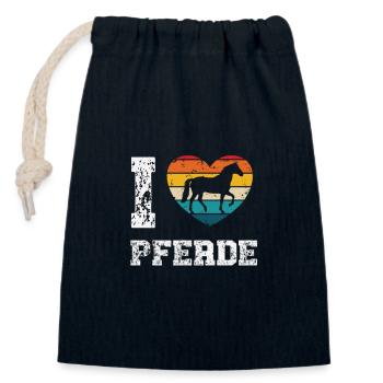 I like horses - Closable cotton gift bag (14x20cm) - navy - Front