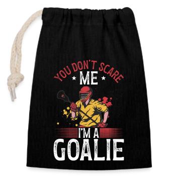 Lacrosse Goalie Funny Lacrosse - Closable cotton gift bag (14x20cm) - black - Front
