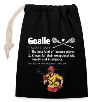 Lacrosse Goalie Funny Lacrosse - Closable cotton gift bag (14x20cm) - black - Front