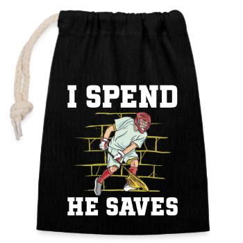 Lacrosse Goalie Funny Lacrosse - Closable cotton gift bag (14x20cm) - black - Front
