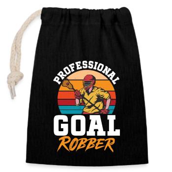 Lacrosse Goalie Funny Lacrosse - Closable cotton gift bag (14x20cm) - black - Front