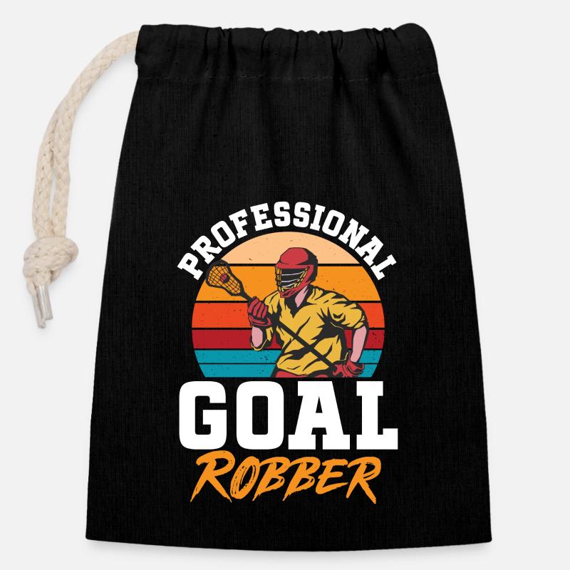 Crosse Gardien de but Funny Lacrosse - Sac cadeau en coton avec cordon (14 x 20 cm) - noir
