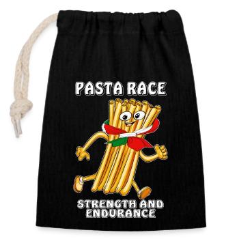 PASTA RACE STRENGTH AND ENDURANCE - Closable cotton gift bag (14x20cm) - black - Front