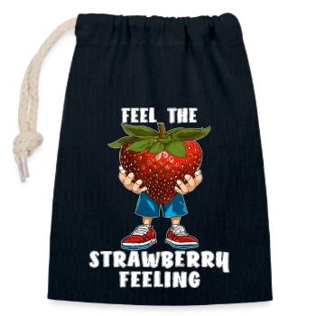 FEEL THE STRAWBERRY FEELING - Closable cotton gift bag (14x20cm) - navy - Front