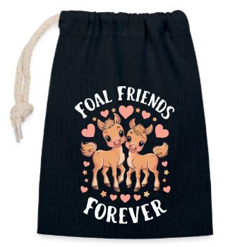Amoureux des chevaux, soins aux poulains, équitation, passion - Sac cadeau en coton avec cordon (14 x 20 cm) - bleu marine - Devant
