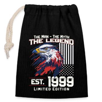 25ème Anniversaire Année 1999 Millésime 1999 Légende - Sac cadeau en coton avec cordon (14 x 20 cm) - noir - Devant