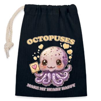 Lustiges Kraken Kopffüßer Tintenfisch Geschenk - Verschließbarer Geschenkbeutel aus Baumwolle (14x20cm) - Navy - Vorne