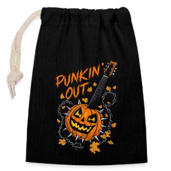 Musical, Pumpkin, Autumn, Vibes, Spooky - Closable cotton gift bag (14x20cm) - black - Front