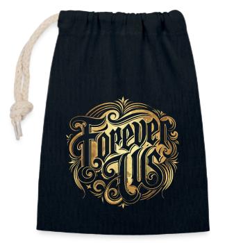 FOREVER US - Closable cotton gift bag (14x20cm) - navy - Front