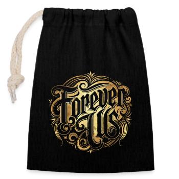 FOREVER US - Closable cotton gift bag (14x20cm) - black - Front