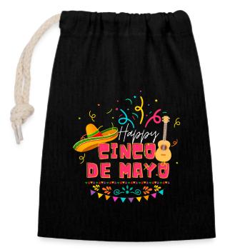 Happy Cinco De Mayo Mexikanisches Fest Mexico - Verschließbarer Geschenkbeutel aus Baumwolle (14x20cm) - Schwarz - Vorne