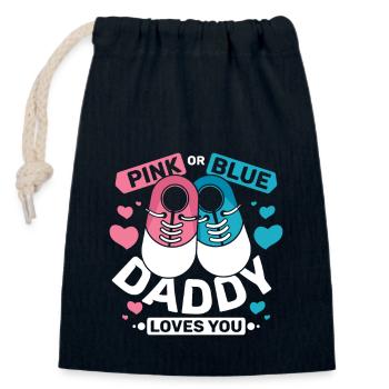 Pink or blue daddy loves you - Verschließbarer Geschenkbeutel aus Baumwolle (14x20cm) - Navy - Vorne