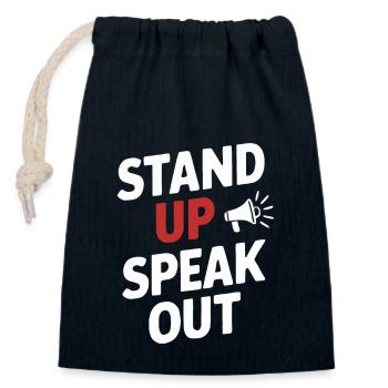 Raising awareness of domestic violence - Closable cotton gift bag (14x20cm) - navy - Front