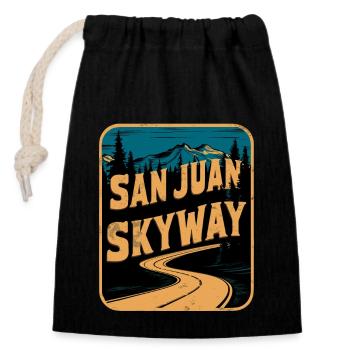 Excursion en voiture panoramique en montagne San Juan Skyway - Sac cadeau en coton avec cordon (14 x 20 cm) - noir - Devant