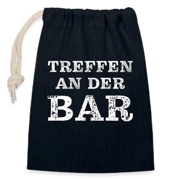 TREFFEN AN DER BAR - Verschließbarer Geschenkbeutel aus Baumwolle (14x20cm) - Navy - Vorne