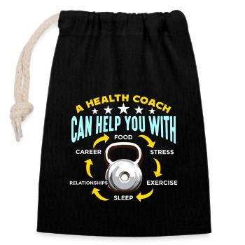 A Health Coach Can Help You With Fitness Trainer - Closable cotton gift bag (14x20cm) - black - Front