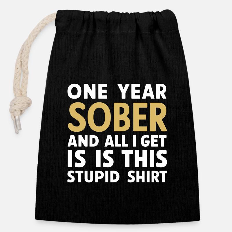 recovery from alcohol dependence sobriety aa - Closable cotton gift bag (14x20cm) - black