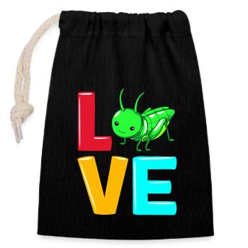 Grasshopper - Closable cotton gift bag (14x20cm) - black - Front
