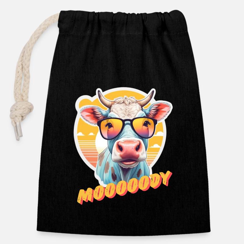 MOOOOODY - Verschließbarer Geschenkbeutel aus Baumwolle (14x20cm) - Schwarz