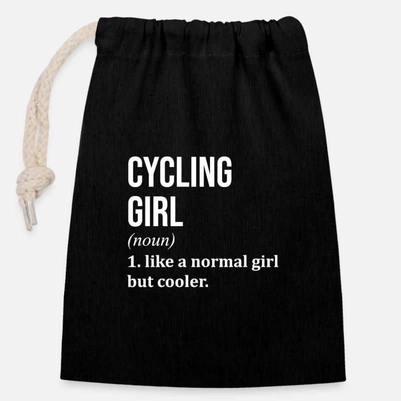 Cycling - Closable cotton gift bag (14x20cm) - black