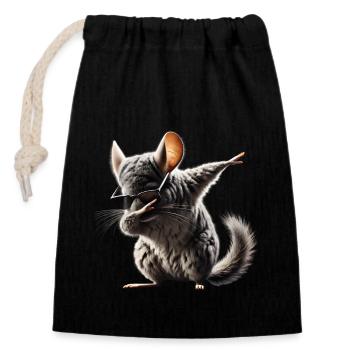Dabbing Chinchilla Animal Animal Lover Cool Dab - Closable cotton gift bag (14x20cm) - black - Front