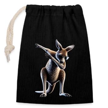 Dabbing Kangaroo Animal Lover Dab Cool Animals - Closable cotton gift bag (14x20cm) - black - Front