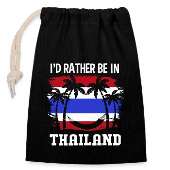 Thailand Thai Language - Closable cotton gift bag (14x20cm) - black - Front