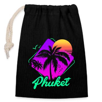 Thailand Thai Language Phuket - Closable cotton gift bag (14x20cm) - black - Front
