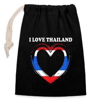 Thailand Thai Language - Closable cotton gift bag (14x20cm) - black - Front